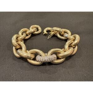 Eddie Borgo Bracelet Chain Link Pave Rhinestone Gold tone Safety latch